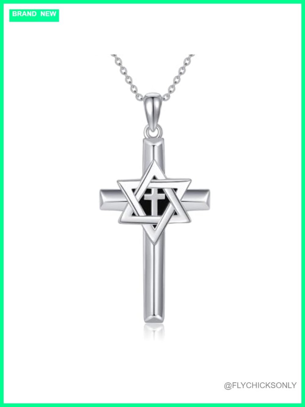 Sterling Silver Star of David Cross Necklace 925 Pendant Religious Jewelry